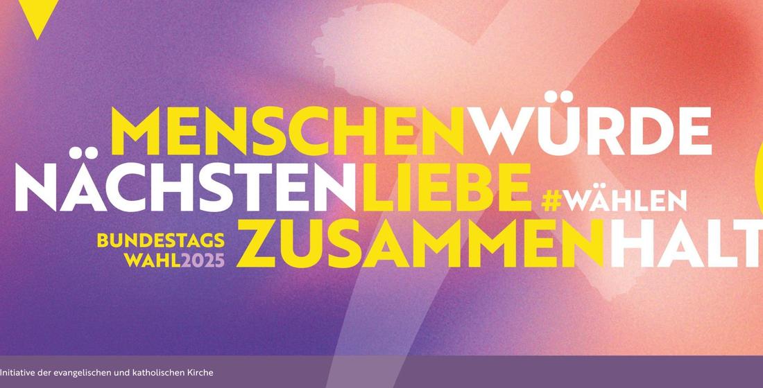 Bannertext Menschenwürde, Nächstenliebe, Zusammenhalt